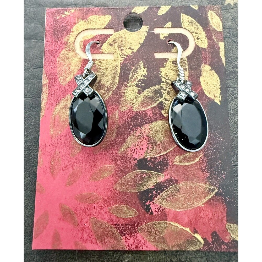 Givenchy Black & Silver X Pierced Dangle Earrings Vintage
